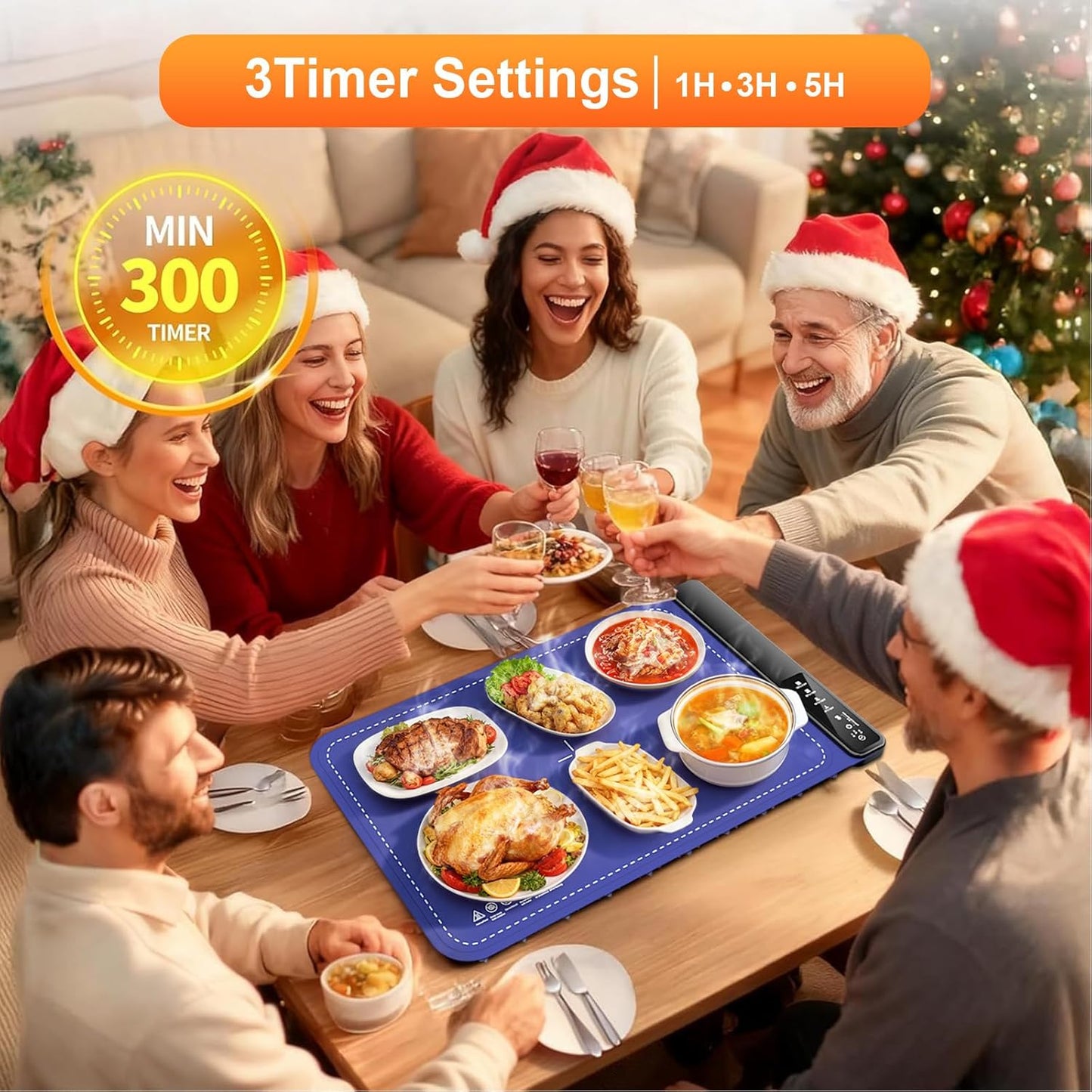 Skiennix Food Warming Mat - 4 Temperature Levels | Fast 8-Second Heating Tech | Perfect for Parties & Buffets