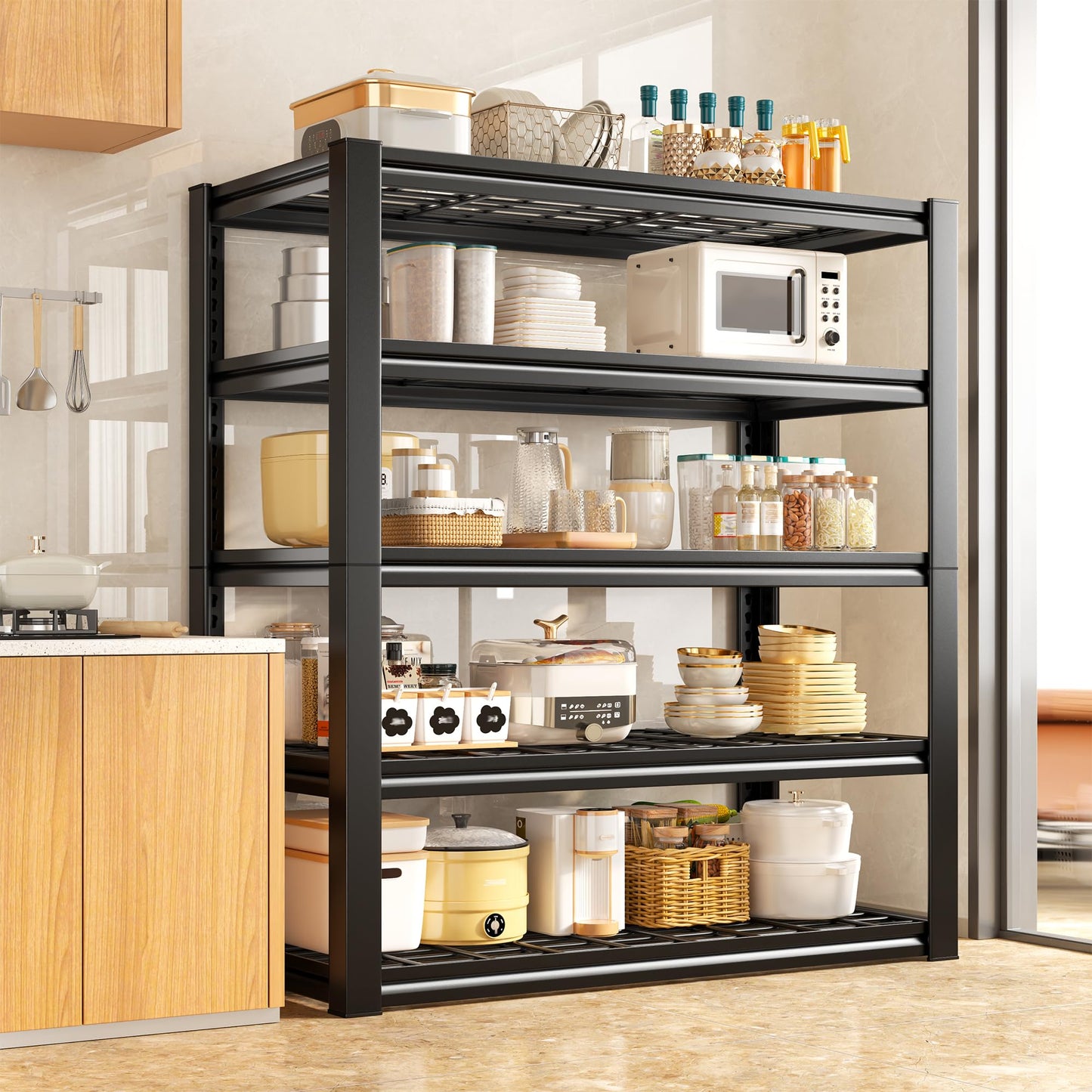 REIBII Garage Shelving 3200LBS, 5-Tier Storage Shelves, Adjustable Industrial Metal Shelving Unit for Garage, Basement, Pantry, Warehouse,Commercial, 36" W x 16" D x 72" H