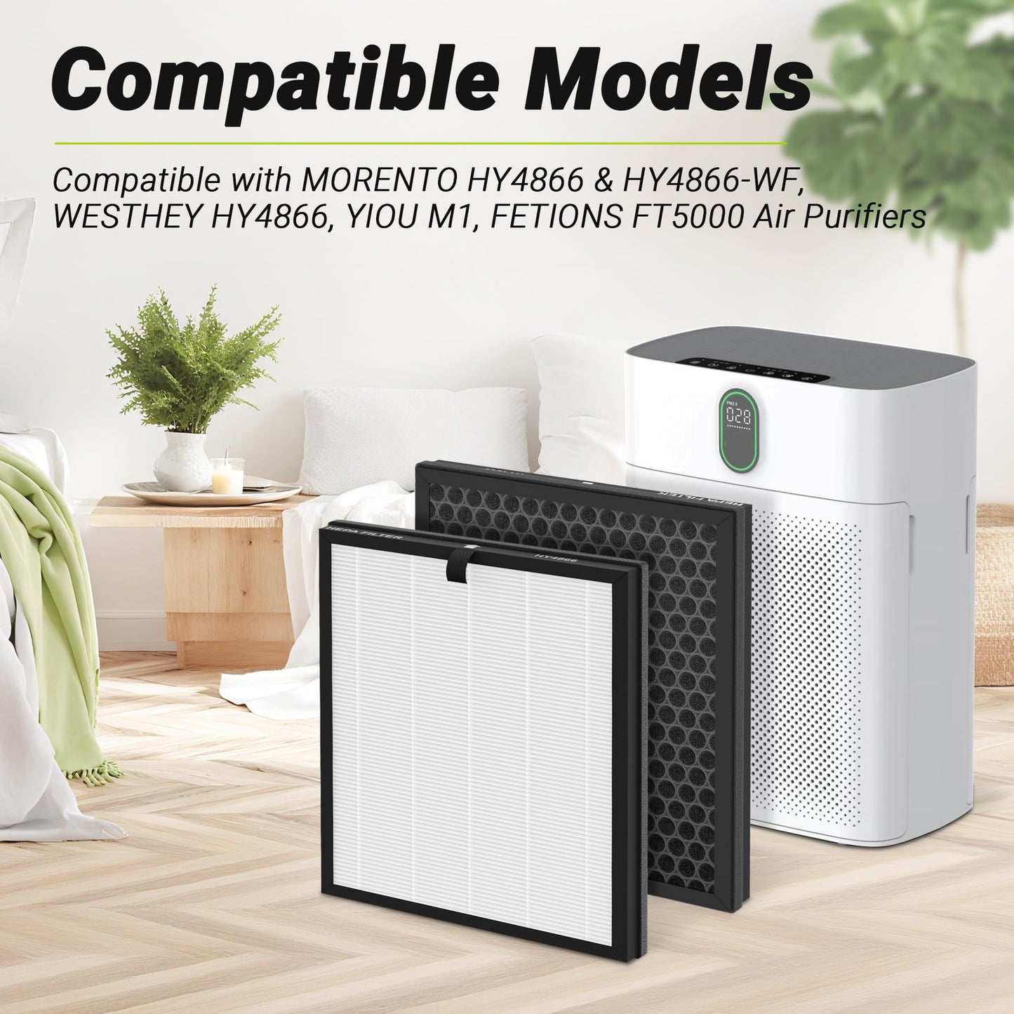 XBWW Premium HY4866 Replacement Filters Compatible with Morento HY4866, WESTHEY HY4866 and YIOU M1 Air Cleaner Purifier, 4 Packs