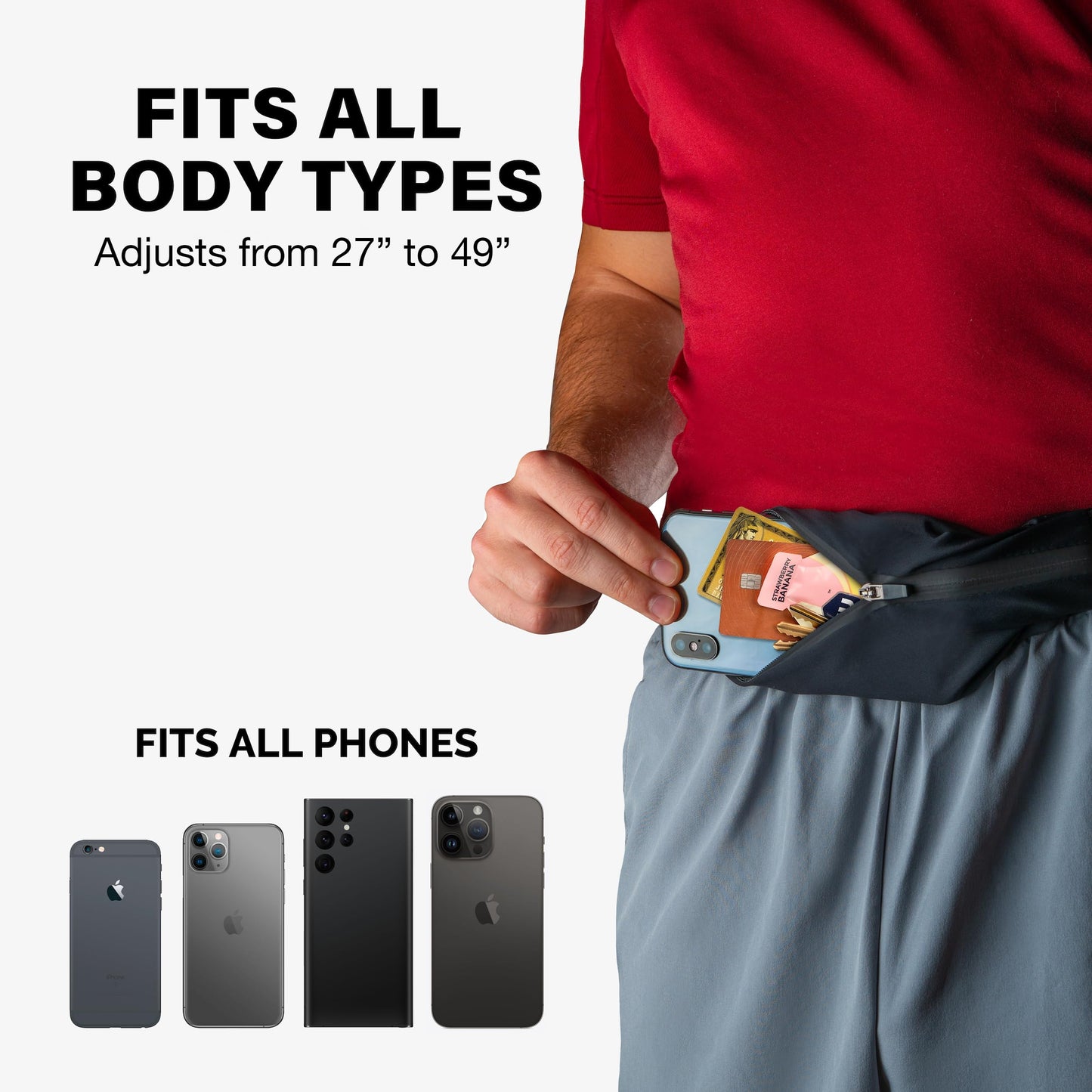 Back Bay Slim Running Belt for Women & Men [Fits ALL Phones], Runners Fanny Pack for Men, Money Belt, Running Gear Gift, Waist Bag Workout Gear, iPhone Runner's Phone Holder Waist Pack