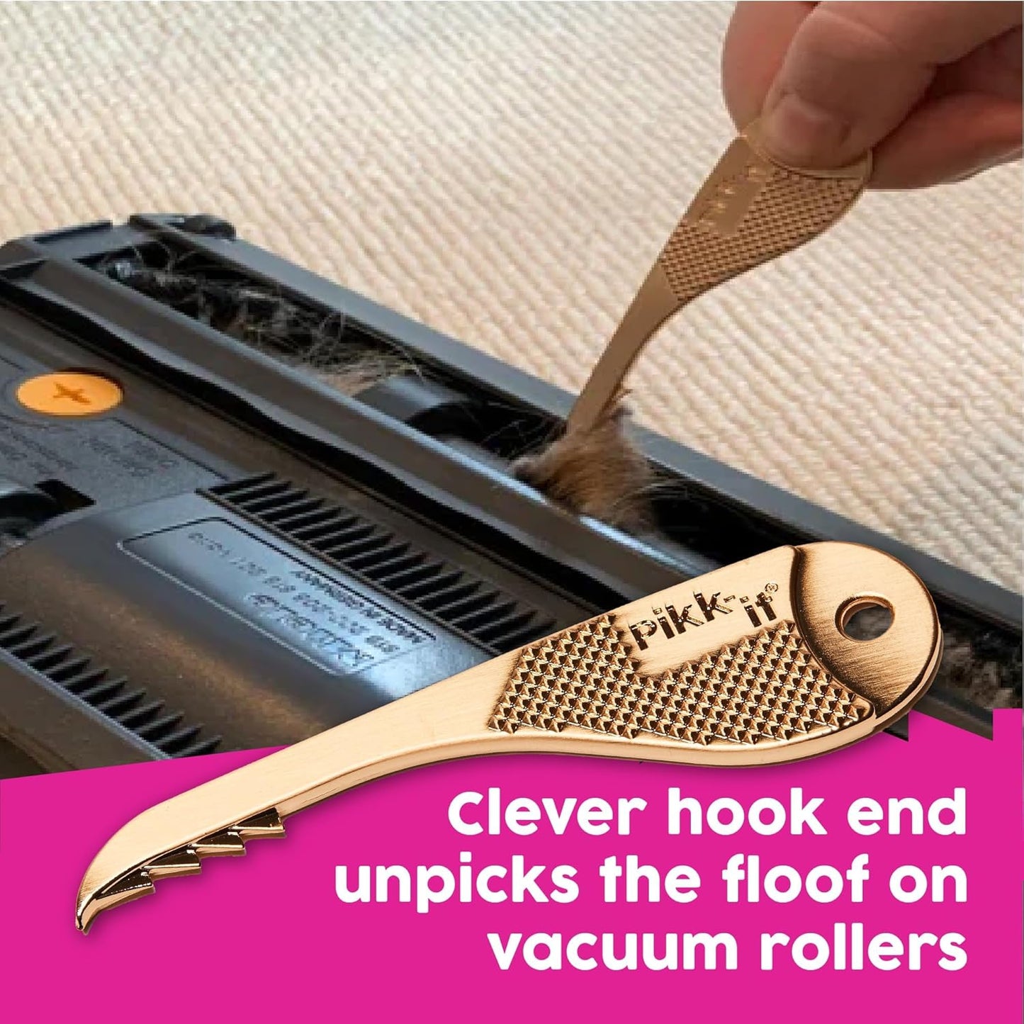 Pikk-it Vacuum Hair Brush Cleaner Tool - Effortlessly Removes Pet & Human Hair | Single & Twin Pack Available