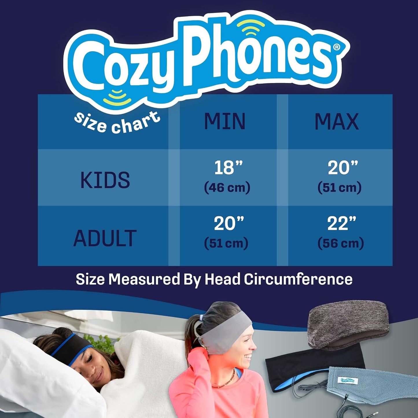 CozyPhones Sleep Headphones - Over Ear Headphones from Ultra Thin Cool Mesh Wired for Side Sleepers, Meditation