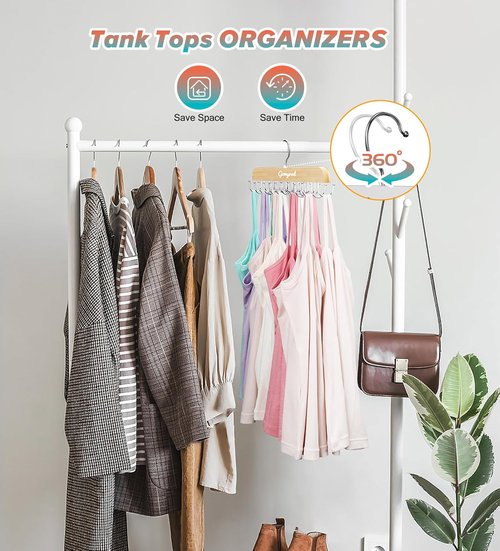 Gomyrod Bra Hanger - Space-Saving Wood Organizer with 20 Hooks | Holds 40 Bras, 360° Rotating Design