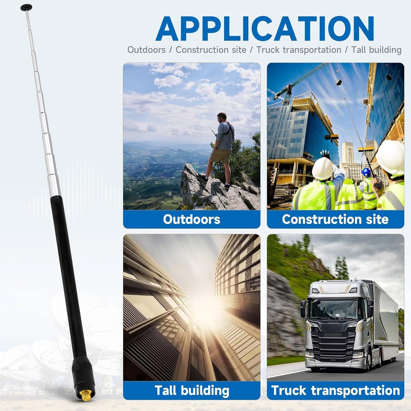 Eightwood 70-1000MHz 9-Section UV5R UV82 Wide Band Handheld Telescopic Antenna SMA Female Ham Radio Antennae