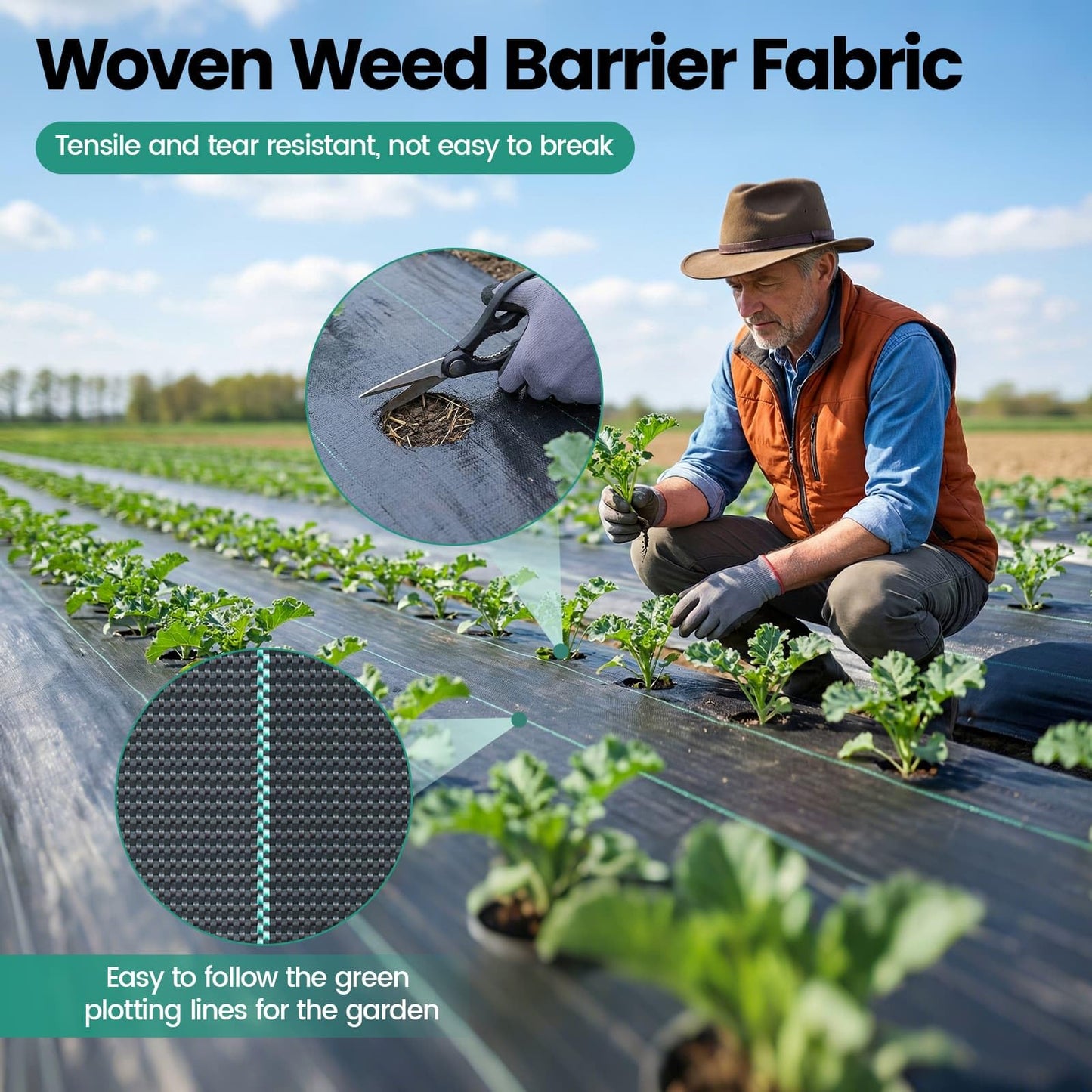 Driveway Fabric 13x120FT, 5OZ Commercial Weed Barrier Fabric Heavy Duty Landscape Fabric, Weed Blocker Fabric, Weed Fabric for Garden Weed Barrier, Erosion Control, Road Construction Project