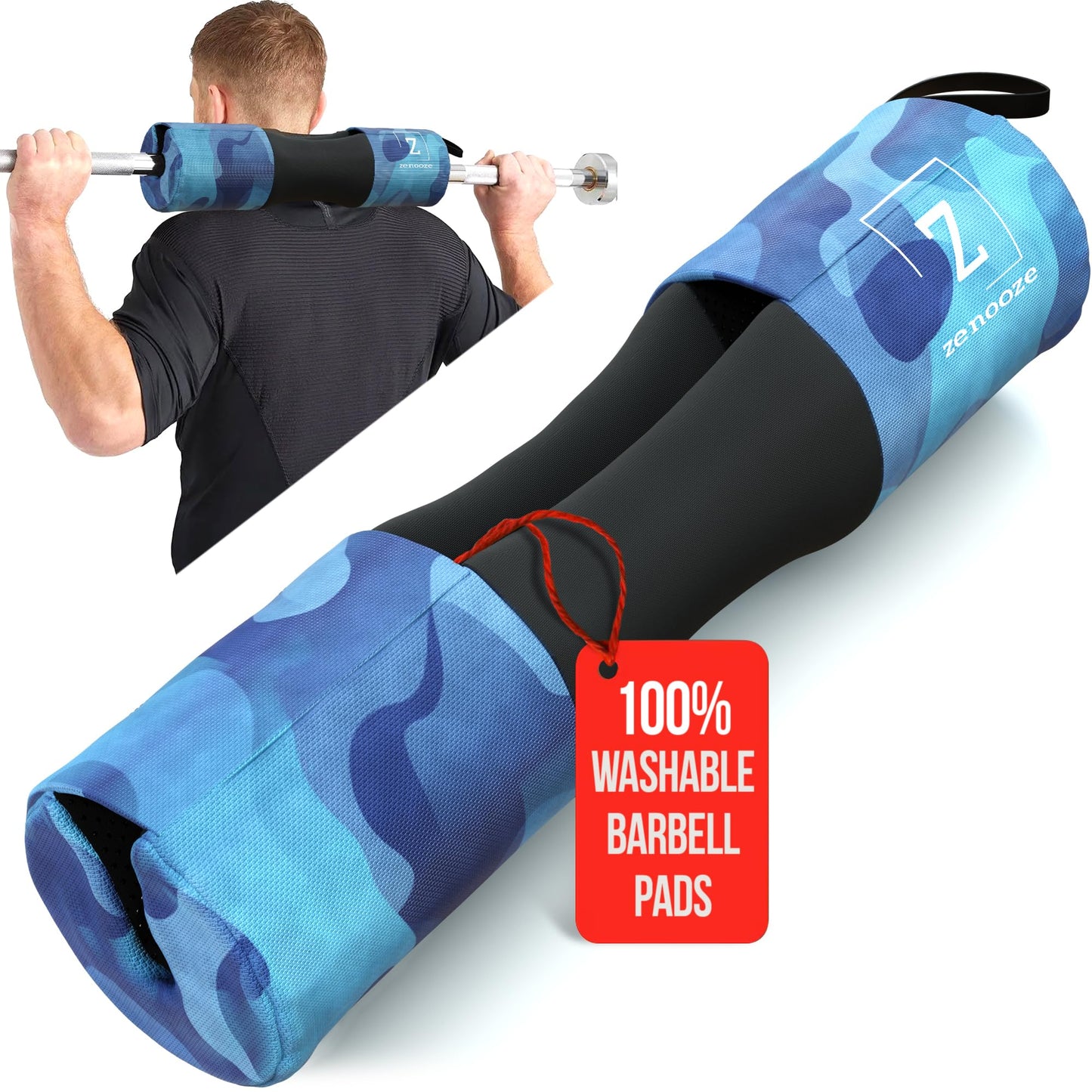 Zenooze Versatile Barbell Pad, Non-Slip Design, 100% Washable, Comfortable Barbell Squats Pad, Hip Thrust Pad for Barbell Cushion Pad - Gym Bar Pad for Hip Thrusts, Fits Standard and Olympic Bar