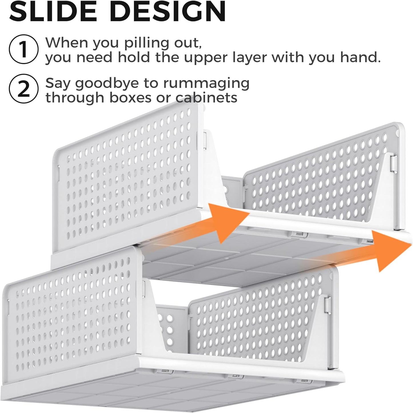 Pinkpum 8-Pack Closet Organizers - Stackable Plastic Storage Bins for Wardrobe & Kitchen | White