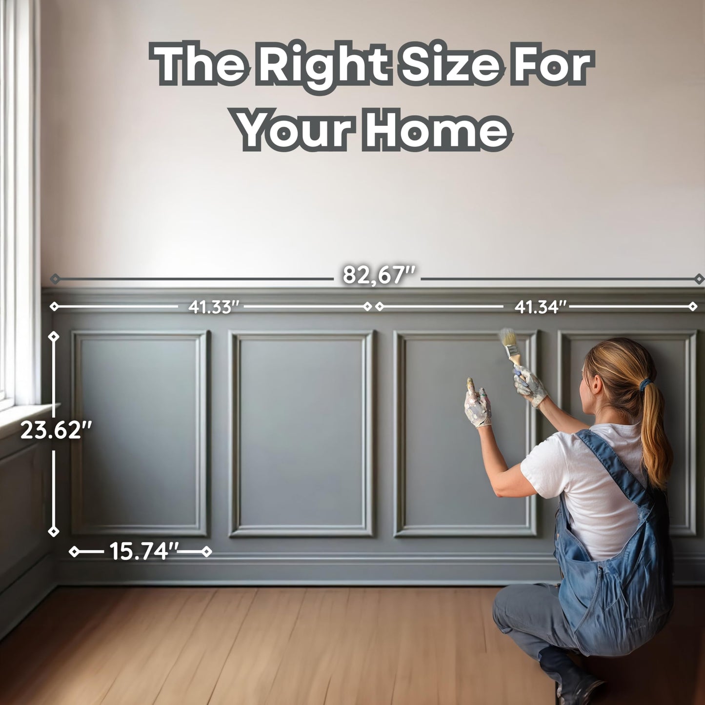 Wainscoting Panels - Peel and Stick 4 Bottom Frame | Enhance Your Home with Elegance Using Wall Panels for Interior Wall Decor | Wainscotting Wall Panel Kit for Luxury Upgrade | Decorative Wall Panels
