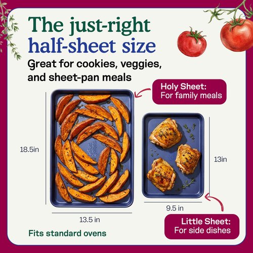 Great Jones Holy Sheet Pan (Blueberry) | Nonstick, Half-Sheet Pan | Aluminized Steel, 18.5" x 13.5" | for Baking, Roasting, & Broiling | Premium Bakeware with Even Heat Distribution | Dishwasher-Safe