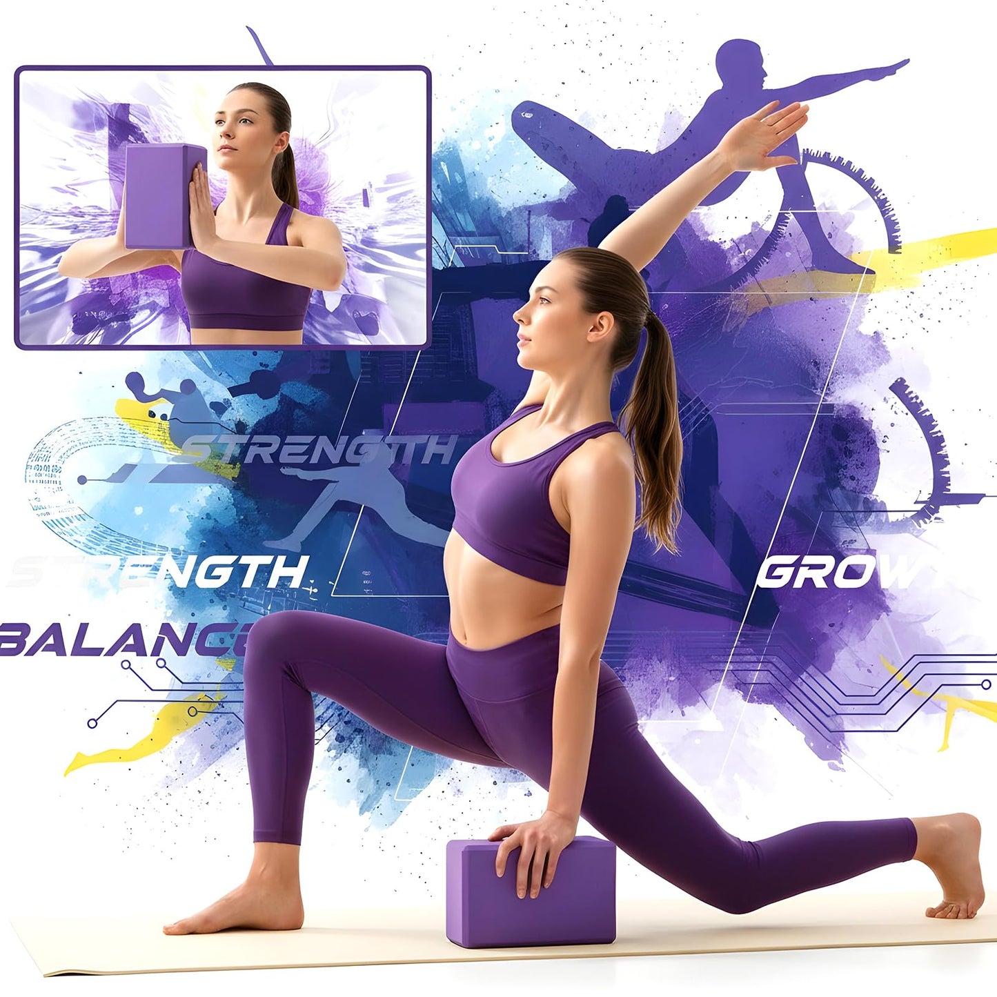 4 Pcs Yoga Blocks 9 x 6 x 3.15 Inch Eva Foam Lightweight Non Slip Yoga Props for Pilates Stretching and Meditation Exercise Blocks Lightweight Yoga Essentials