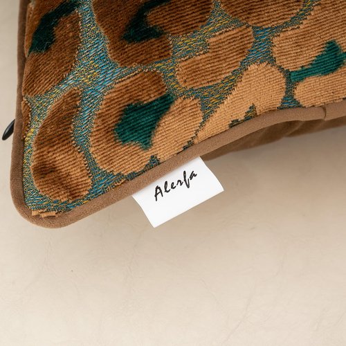 Alerfa Green Brown Floral Throw Pillow Cover 18 x 18 Inch Cut Velvet Sqaure Luxury Decorative Pillow Cover for Couch Living Room Bedroom