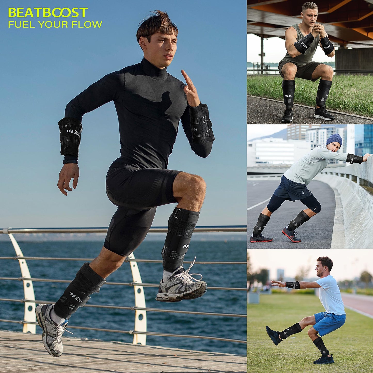 Ankle Weights 10lb Adjustable BeatBoost Leg Weights for Men Walking Pilates Exercise Workout Gym Aerobics