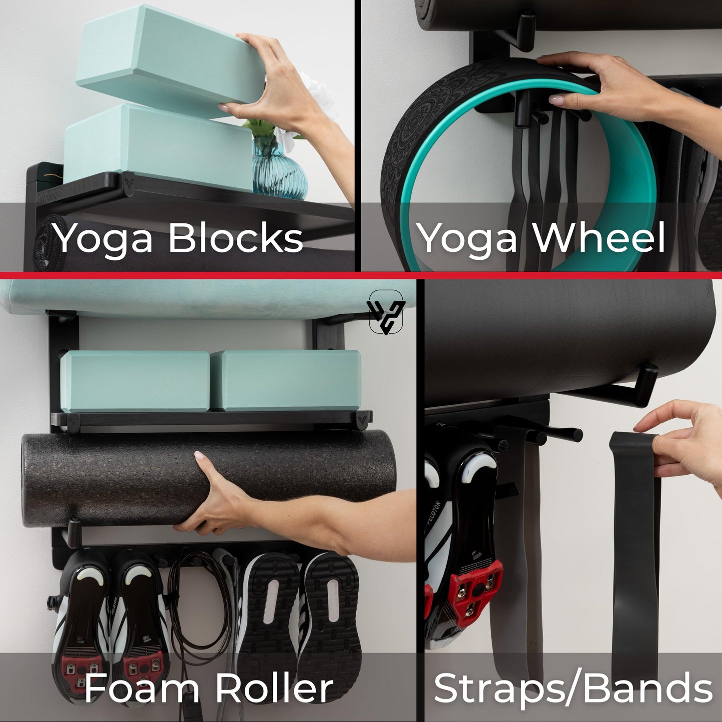 Yoga Mat Holder Wall Mount Home Gym Storage Organizer - Fully Adjustable, All Wood, Crafted Yoga Mat Rack Gym Shelf for Workout Equipment Storage. Unique Yoga Gift for Wall Yoga Storage, Plant a Tree!