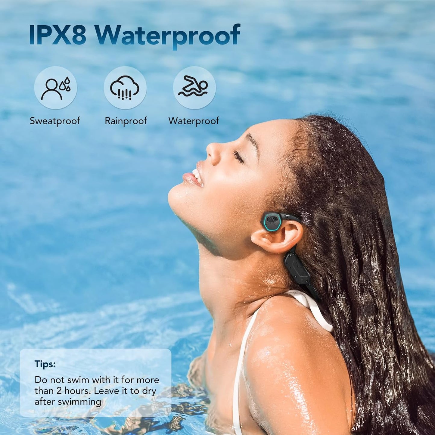 X15 MP3 5.3 Swimming, 32GB AGPTEK Waterproof Player with Bluetooth for Non-in-Ear Bone Conduction Headphones