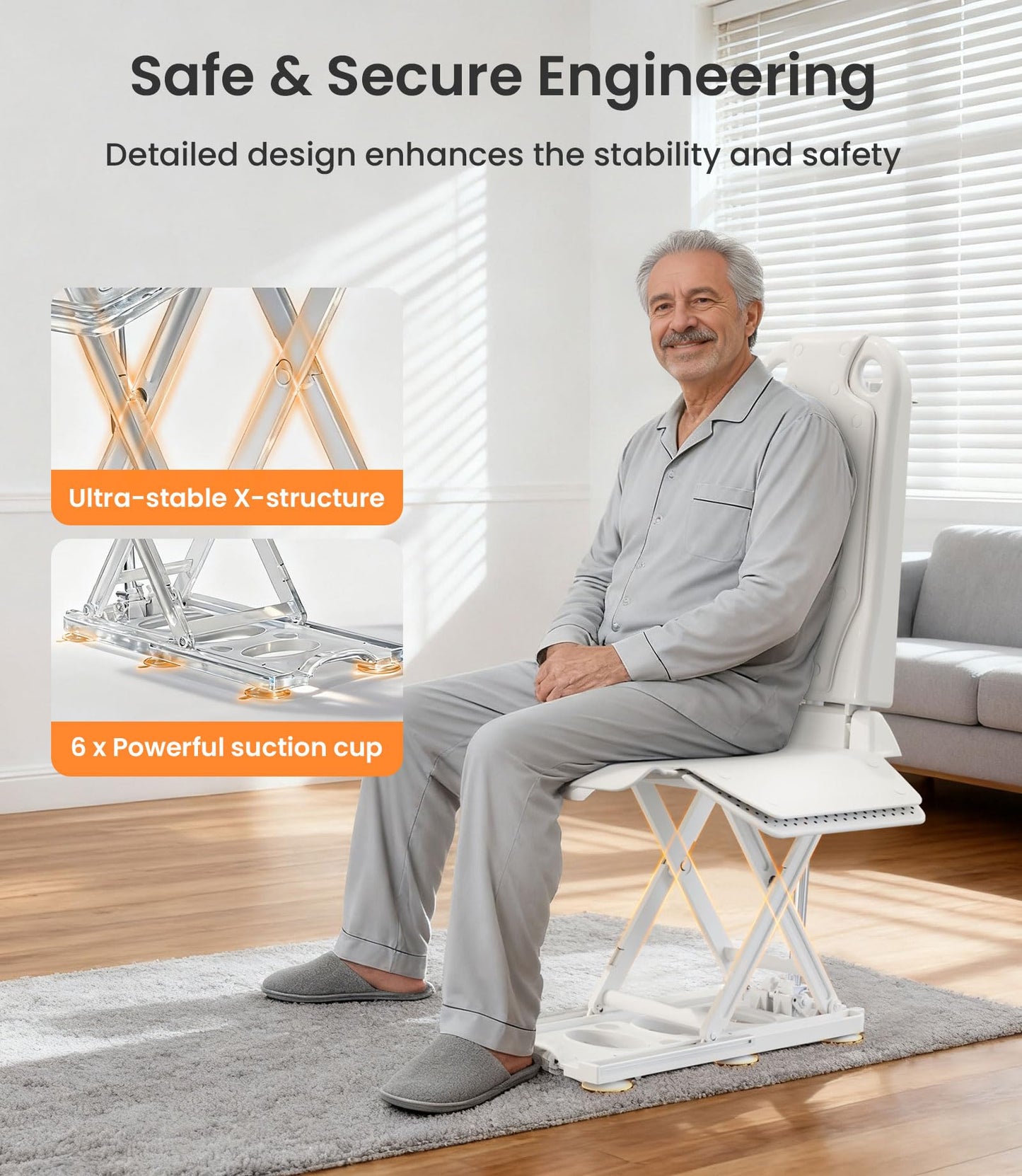 VOLLGUT 2-in1 Electric Chair Lift, Stand Up Independently from Floor, Support Up to 300 LBS, Chair Lift for Elderly, Help You Stand Up for Living Room & Bathtub