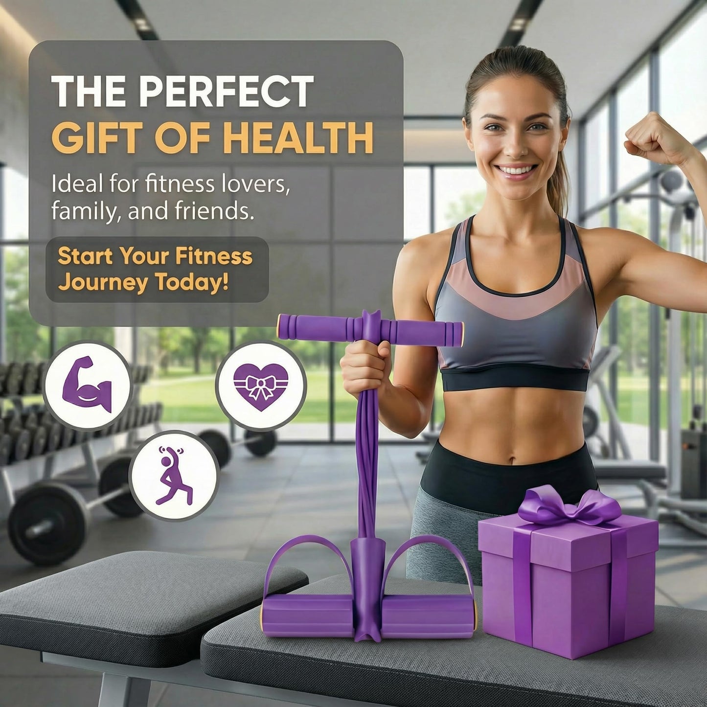 Pedal Resistance Band with Handle, 6-Tube Foot Pedal & Ankle Puller Exercise Band for Full Body Workout, Multifunction Home Gym Equipment for Arms, Legs, Abdomen, Waist Training