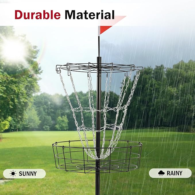 Disc Golf Targets, 12 Chains Portable Disc Golf Baskets, Metal Flying Disc Golf Practice Goal Baskets