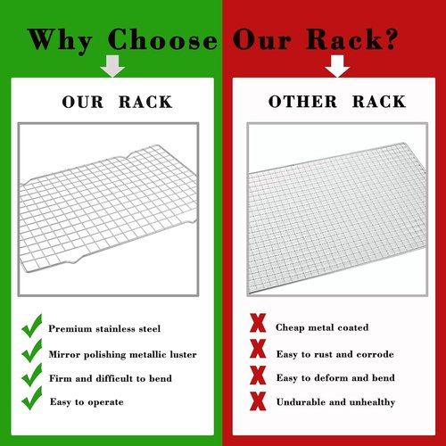 2PCS Stainless Steel Cooling Racks by [Brand Name] - 10" x 15" Oven & Dishwasher Safe for Baking, Grilling, Roasting