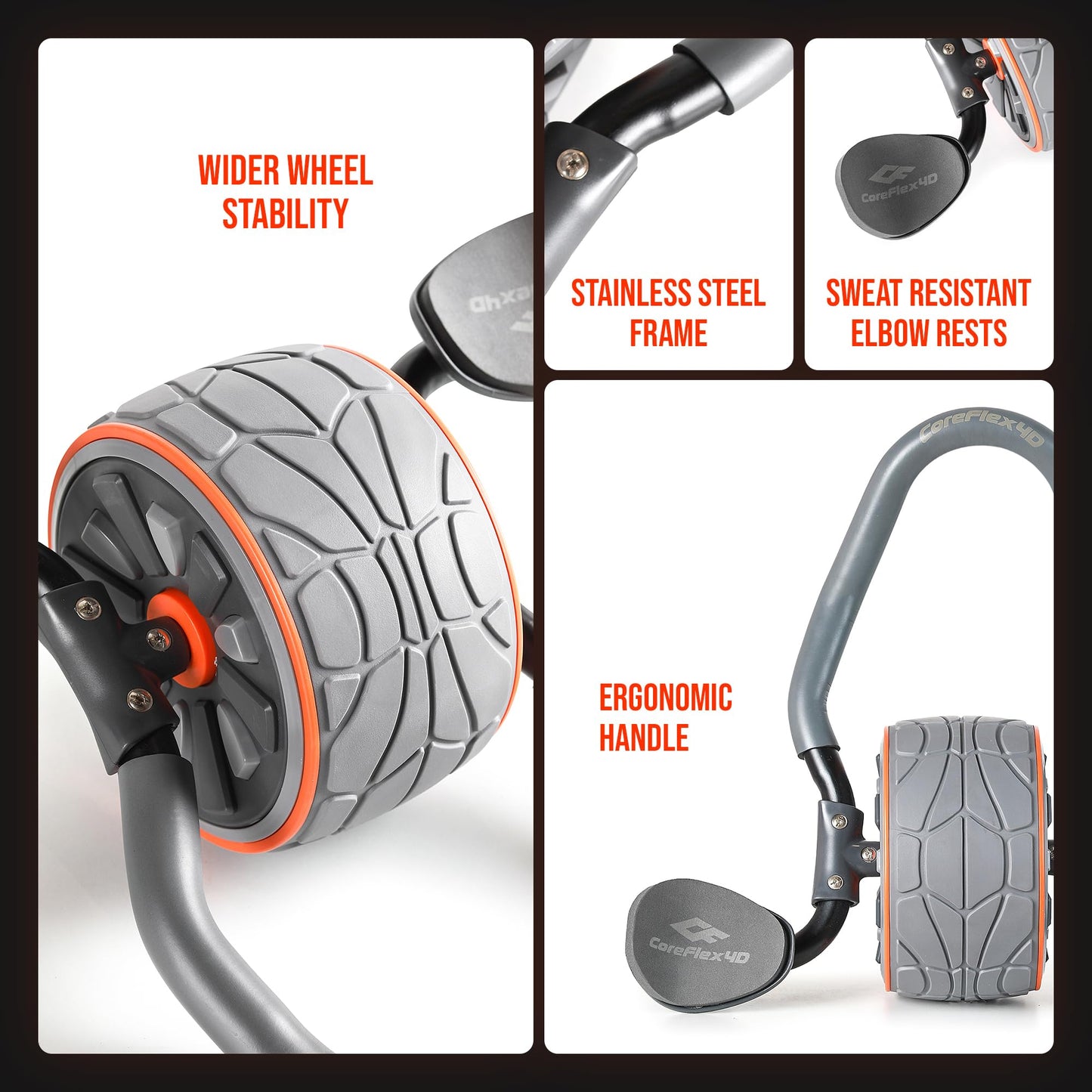 Fitness Hardware CoreFlex4D Ab Roller Wheel with Elbow Support – Dynamic 4D Core Workout Equipment for Abs, Obliques & Stability – Heavy Duty Home Gym Ab Machine for Strength Training & Full Body Fitness