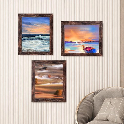 LUCKYLIFE 8x10 Picture Frame - Brown Wall Mount & Tabletop Display | Set of 2