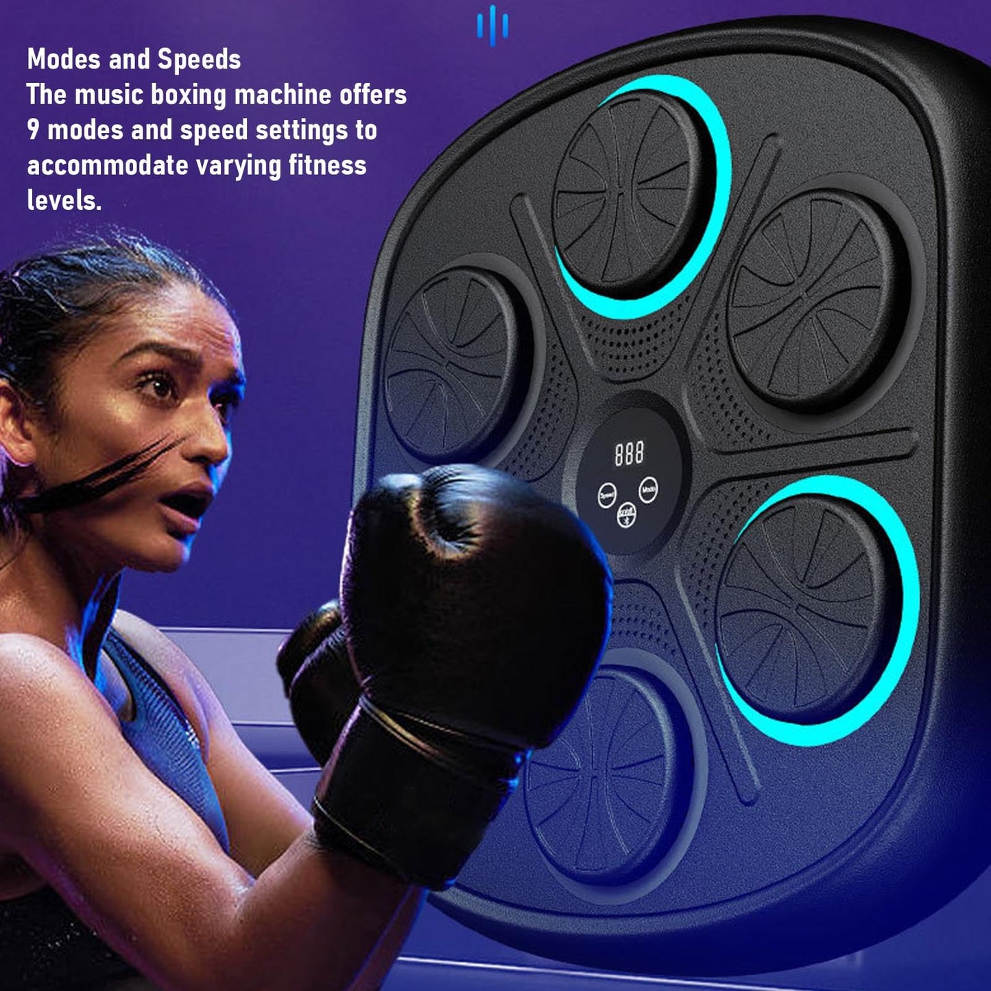 Asixxsix Music Boxing Machine, Interactive Punching Trainer with Boxing Gloves, 9 Modes 9 Speeds Wall Mounted Electronic Boxing Target for Adults Kids Home Gym Office Workout