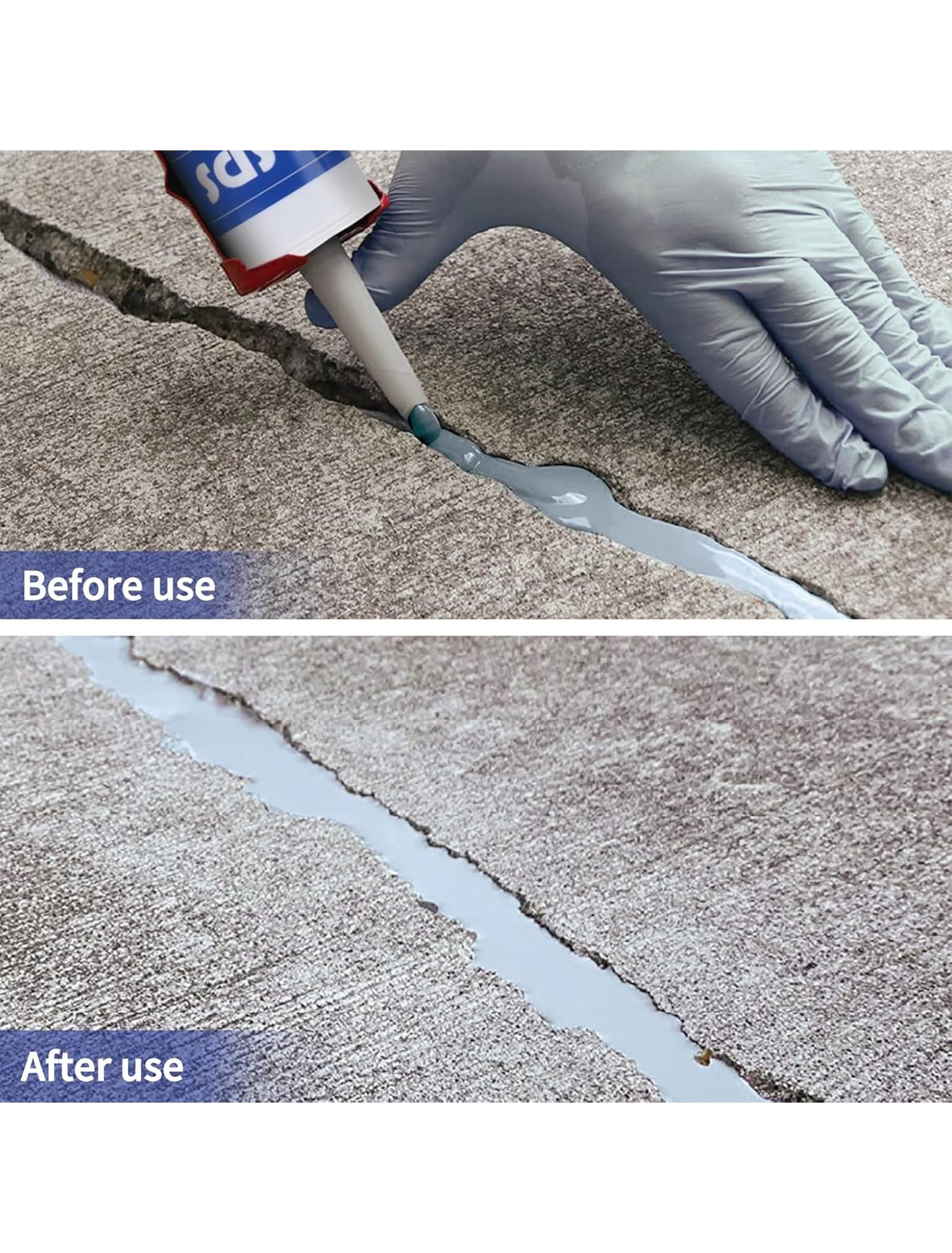 E-SDS Concrete Crack Filler Outdoor Waterproof Cement Crack Filler, Polyurethane Adhesive Sealant Self-Leveling Driveway Repair Filler Flexible Concrete Patch Gray 10.5 fl. oz (Grey,6 Pack)