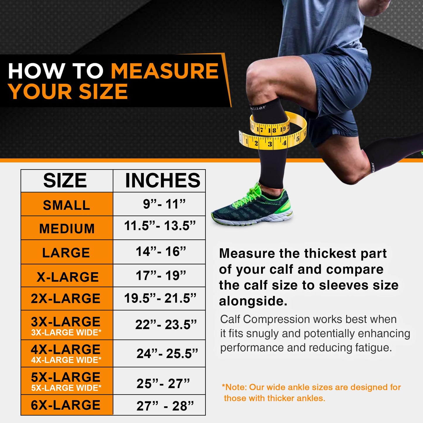 Doc Miller Premium Calf Compression Sleeve 1 Pair 20-30mmHg Graduated Support for Sports Running Circulation Recovery Shin Splints Varicose Veins (Black, Large)