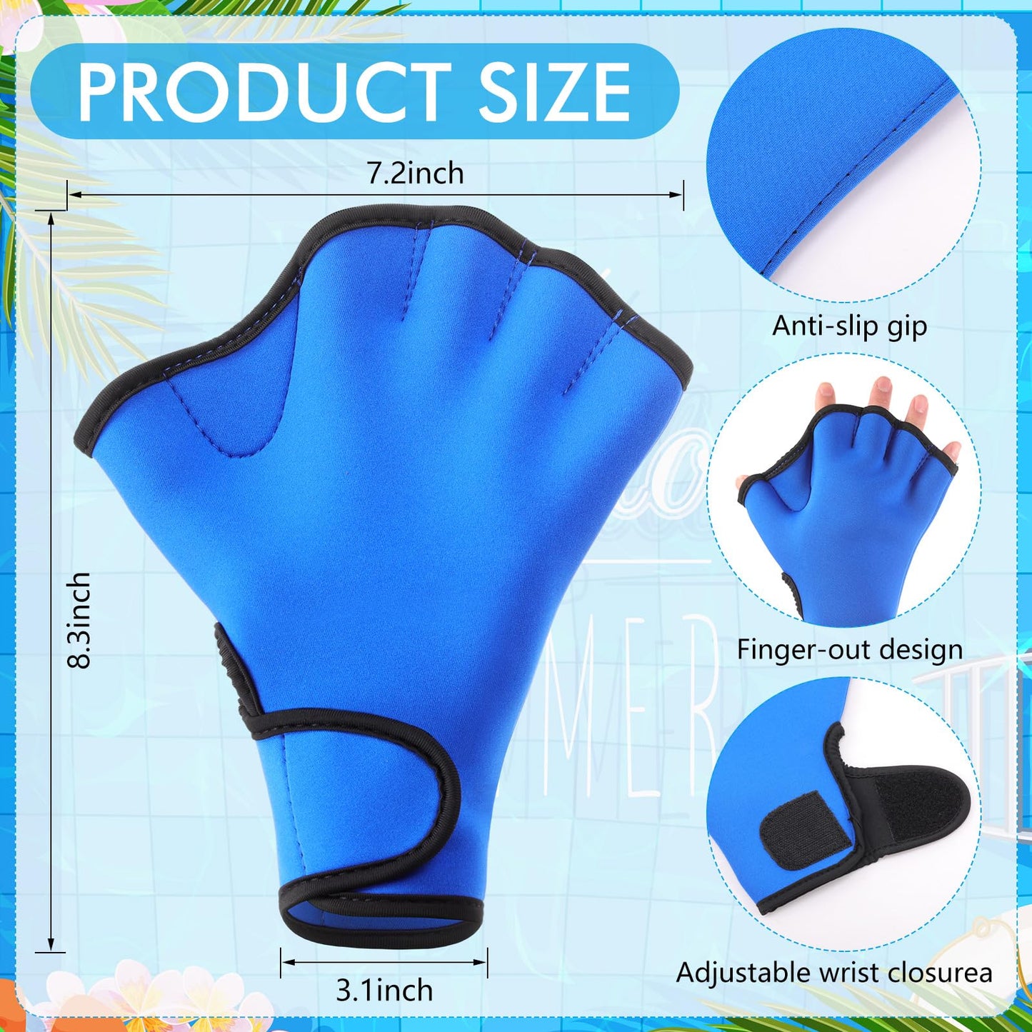 Seenelling Water Aerobics Set for Aquatic Exercise 1 Pair Neoprene Swimming Glove 2 Pcs Foam Aquatic Dumbbells Water Weights Equipment Pool Resistance Fitness Equipment for Training Workouts(Blue)