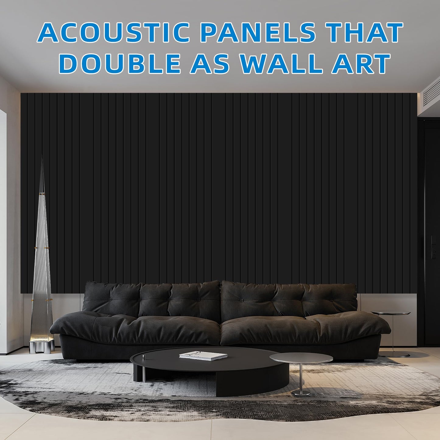 10 Pack Self-Adhesive Sound Proof Foam Panels for Walls – 48" x 12" XLarge Acoustic Panels, Decorative Sound Absorbing Wall Panels for Home, Office, Studio, Easy Peel and Stick Installation