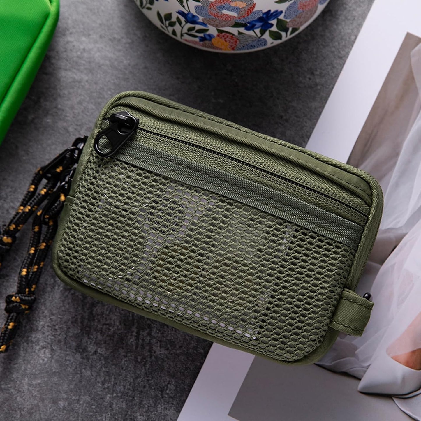 Vmohuyktx Polyester Electronic Gadget Cable Devices Management Bag for Phone Accessories and Headphones Portable Device