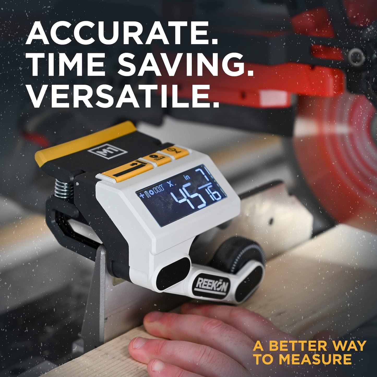 REEKON M1 Caliber Measuring Tool for Miter Saws – Eliminates Need to Measure & Mark Materials, Reduces Cut Time and Increases Safety, Measures Flat & Round Materials