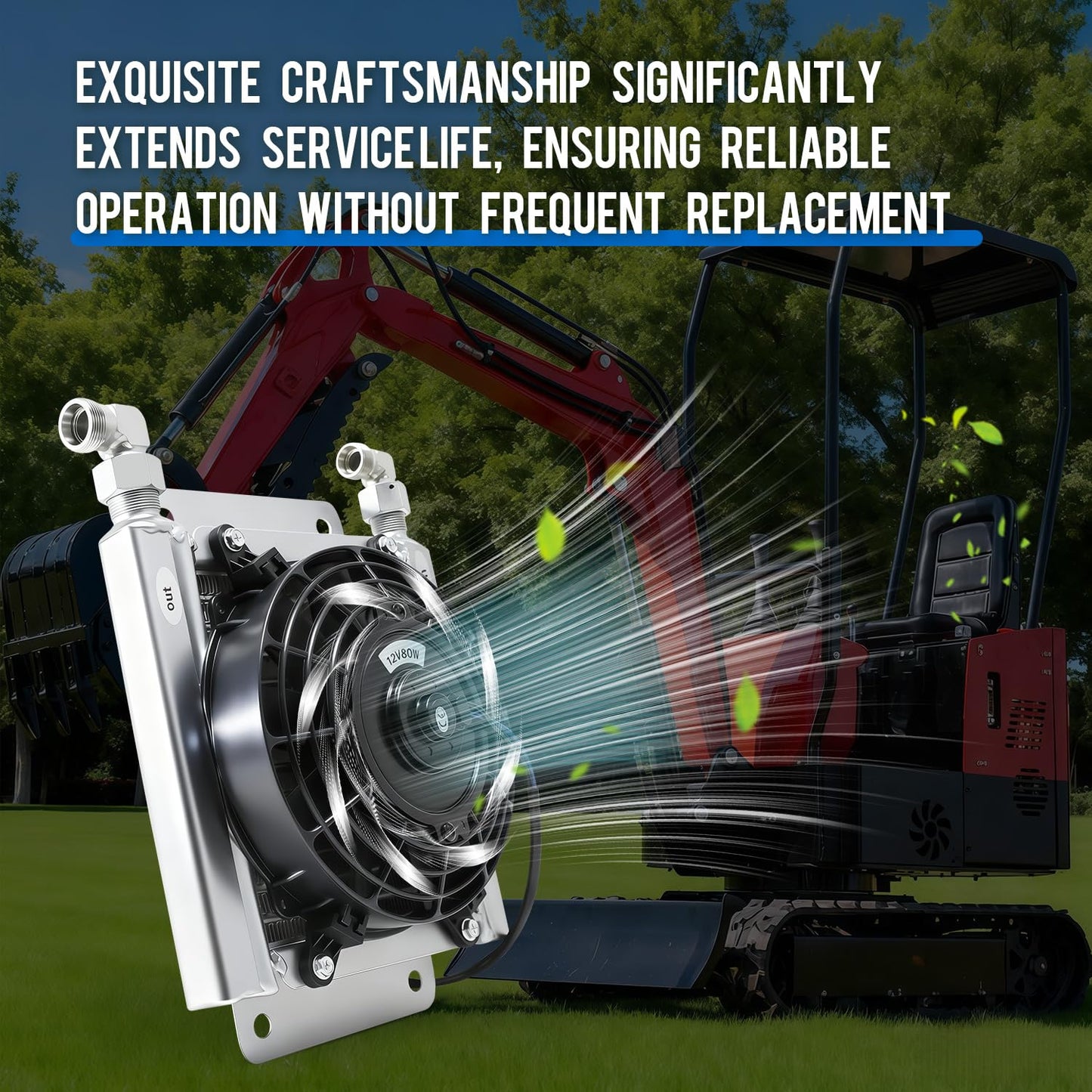 Radiator Plus Hydraulic Fan is Suitable for Mini Excavators Ranging from 1 to 1.8 tons, Hydraulic Air Cooling Radiator with Compatible with AGT-H12 and AGT-QH12