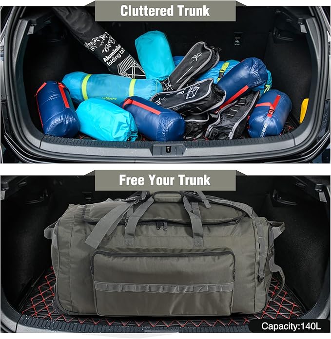REDCAMP 85L/120L/140L Foldable Duffle Bag with Wheels, Large Travel Duffel Bag