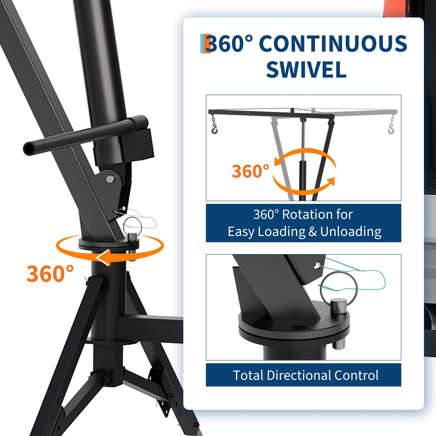 GarveeTech Heavy Duty 1000 Lbs Truck Crane, Hydraulic Hitch Mounted Hoist with 360 Degree Swivel Boom, Adjustable 3-Position Load Capacity for Farm, Construction & Engine Lifting