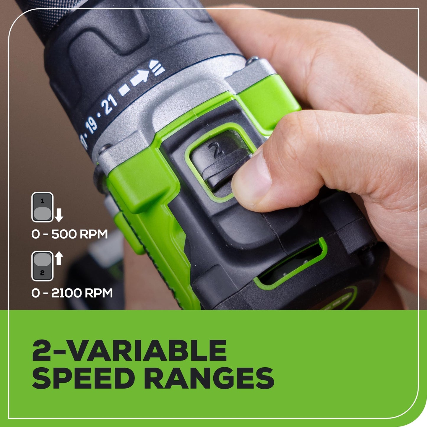 Greenworks 24V Brushless Cordless Compact 1/2 in. Drill/Driver Kit (Keyless Ratcheting Metal Chuck /530 in.-lbs. /21+1 Clutch Position/LED Light), 2×2Ah Battery and Fast Charger Included
