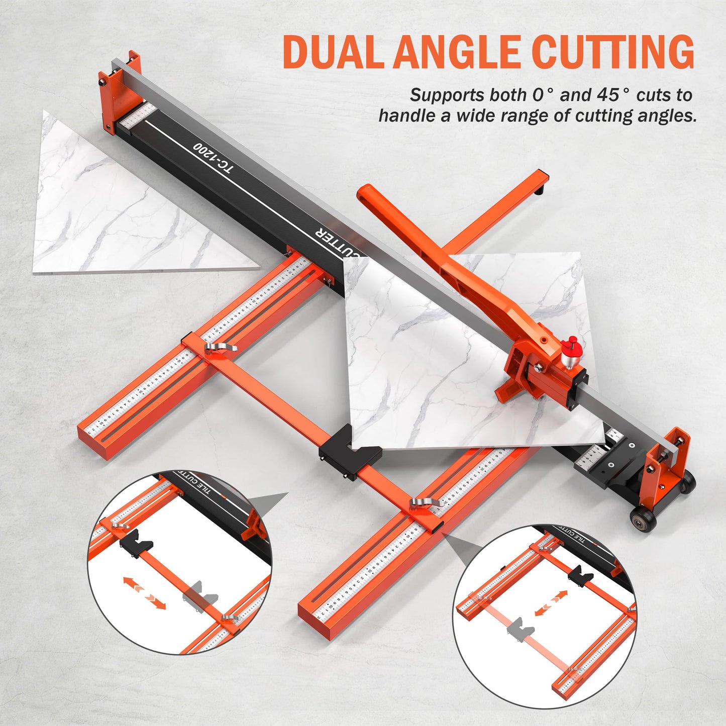 Mempa 48 Inch Manual Tile Cutter with Cutting Guide, Dust-Sealed Roller and Tungsten Wheel, Heavy-Duty Steel Rail Cutter for Ceramic and Porcelain