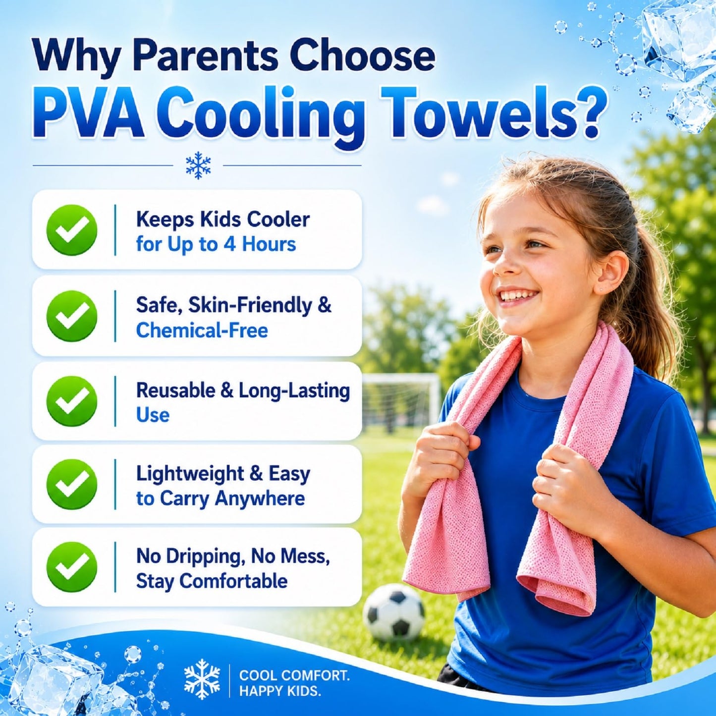BobbleT Kids PVA Cooling Towels 4 Pack (30"x9") - Mini Instant Ice Cooling Towels for Neck & Face with UPF 50+ Sun Protection, Reusable Summer Heat Relief for Outdoor Activities, Pink