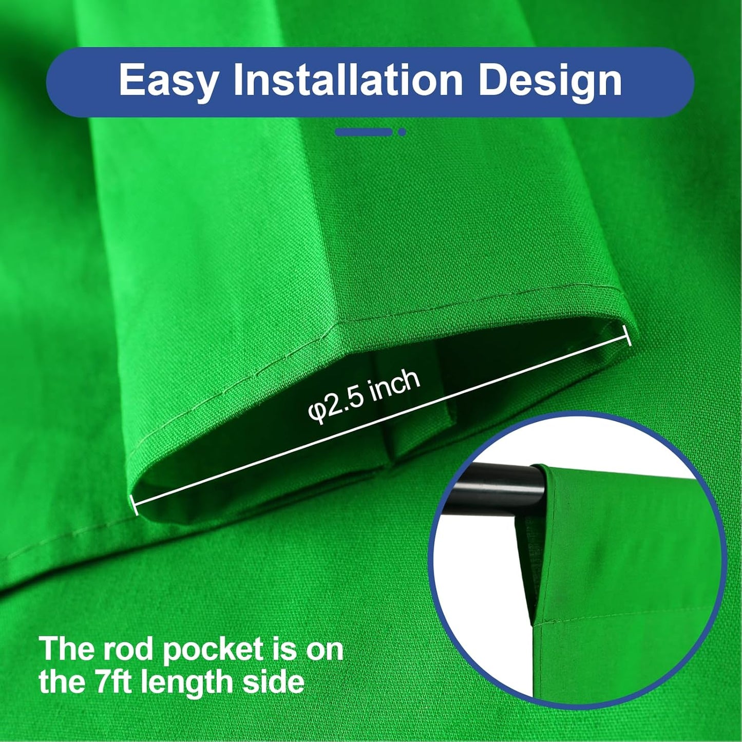 EMART 7x10 Green Screen Photo Backdrop, ft Photoshoot Backdrop Chroma Key Green Screen Polyester Cloth Fabric Curtain