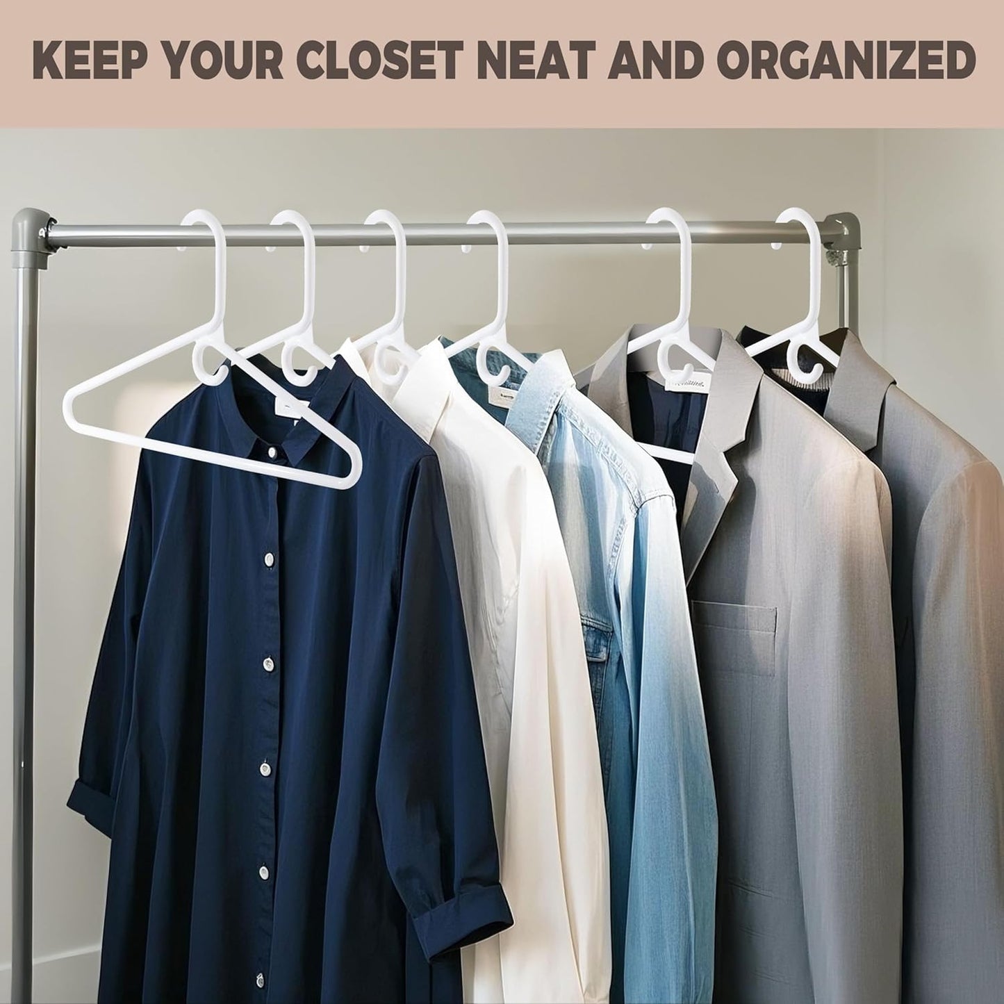 Quality White Plastic Hangers - Super Heavy Duty 30-Pack for Clothes & Accessories | Thick Standard Closet Hangers (White)