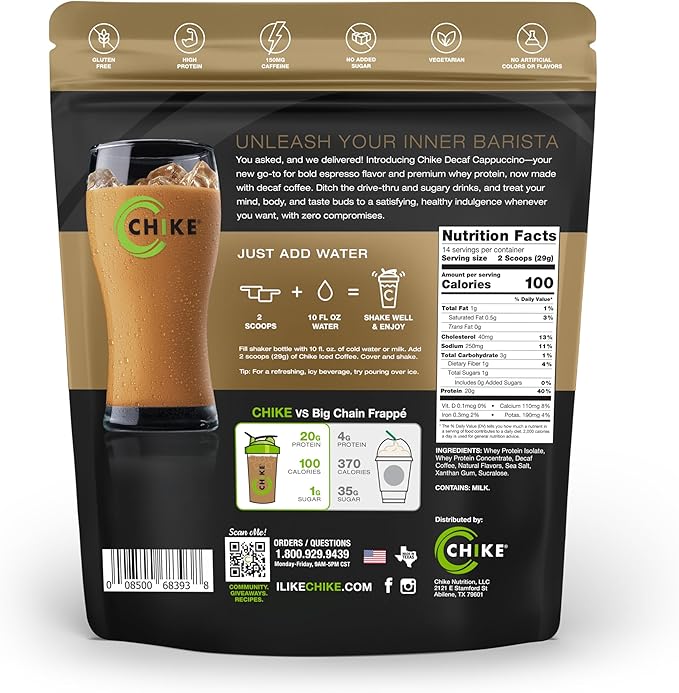 CHIKE Decaf Cappuccino Protein Coffee