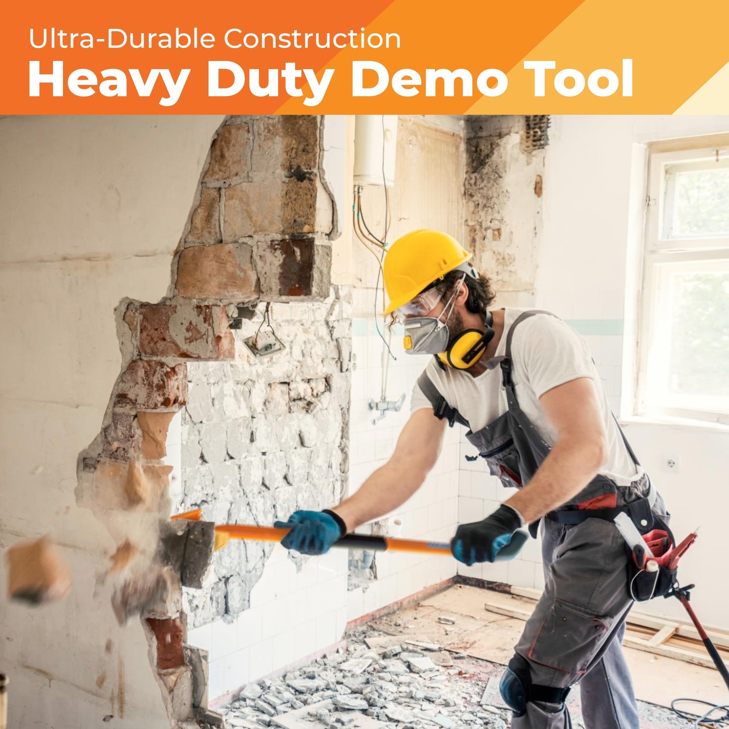 Gutster 48” Demolition Pry Bar & Crowbar – Oval Handle Wrecking Bar for Ceiling & Wall Demo – Heavy Duty Nail Puller Tool for Contractors, Firefighters & Home Renovations