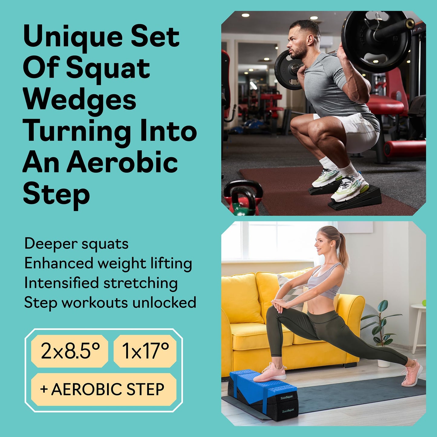 Squat Wedge Block Set of 3/5 - 960 LBS Capacity - Slant Board for Calf Stretching with 5 Stackable Angles - Calf Stretcher Slant Board - Workout Equipment - EPP Material for Exercise Equipment & Physical Therapy