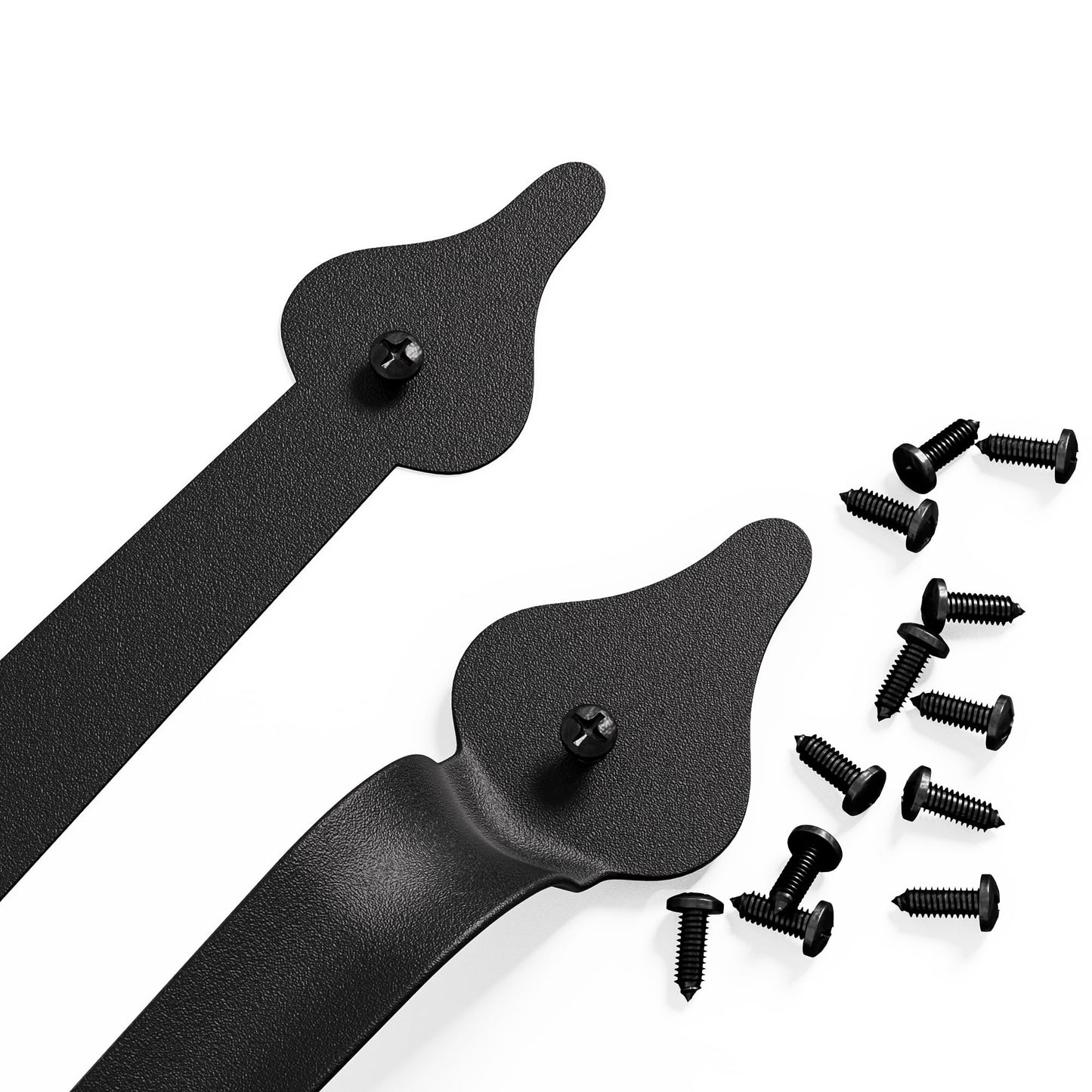 SANKEYTEW Decorative Garage Door Hardware Kit Carriage House Accents 8 Hinges and 4 Handles for 2 Car Garage, Screw Mounted, Black Steel