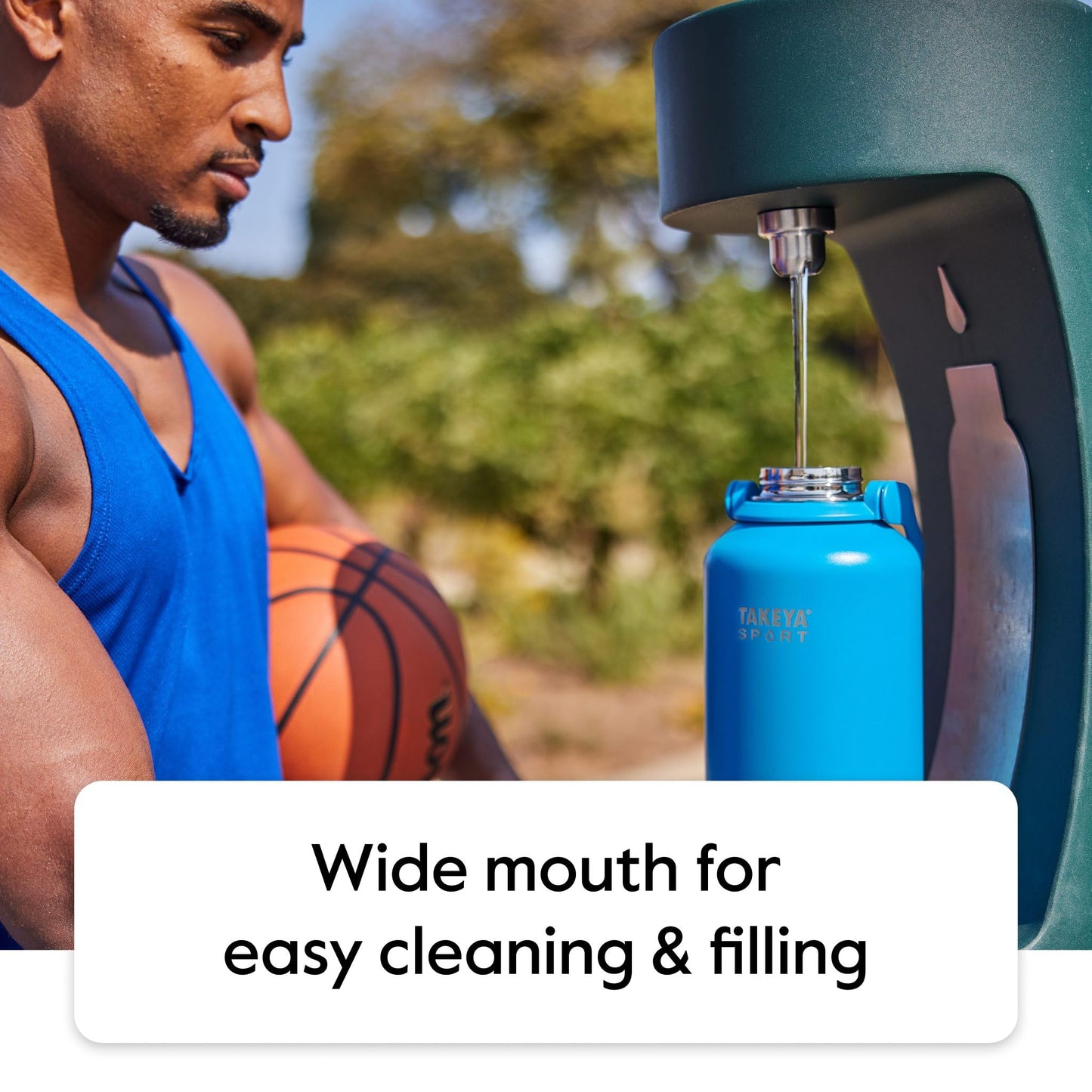 Takeya Sports Water Bottle with Spout Lid - Bottle with Triple Stainless Steel Insulation - Dishwasher Safe & BPA-Free - Bottle with Ice-Blocking Spout Lid & Removable Bumper - 40 oz, Champion Blue