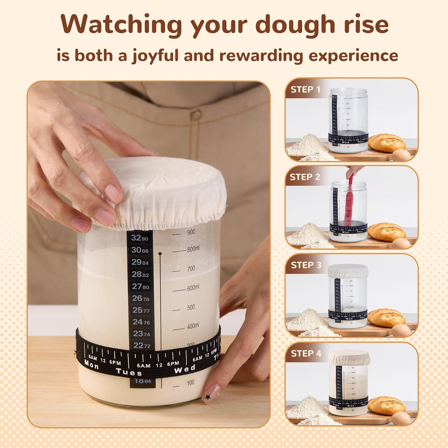Sourdough Starter Kit, 9" Round and 10" Oval Banneton Bread Baking Supplies, Bread Making Tools Kit, Sourdough Proofing Basket, Sourdough Kit Gifts for Bakers Women Wife Mom