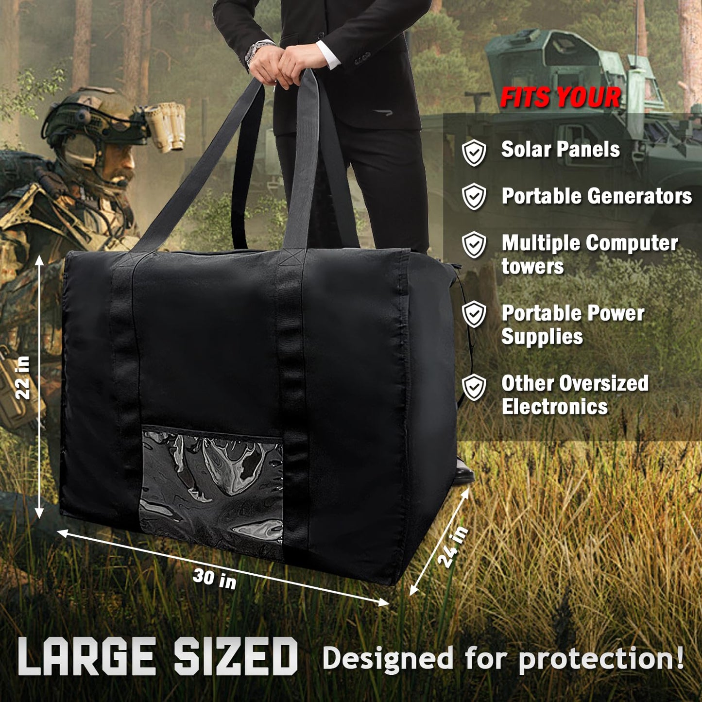 TINGMHUA Military-Grade Faraday Bag for Computer Towers & Large Generators for Electronics & Solar Pannels - Faraday Bag for Generator