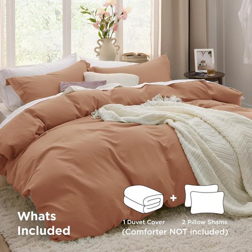 Bedsure King Size Duvet Cover Set - Extra Soft Prewashed Cotton-Like Polyester in Taupe | 3 Pieces with Zipper Closure