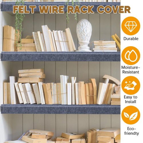 Maxdot 5 Pcs Wire Rack Covers 30 × 16 Inch Felt Gray Shelf Covers for Wire Shelving Shelf Liners 0.35 Inch Thick Removable Shelves Covering for Pantry Store Kitchen Removable Closet Office