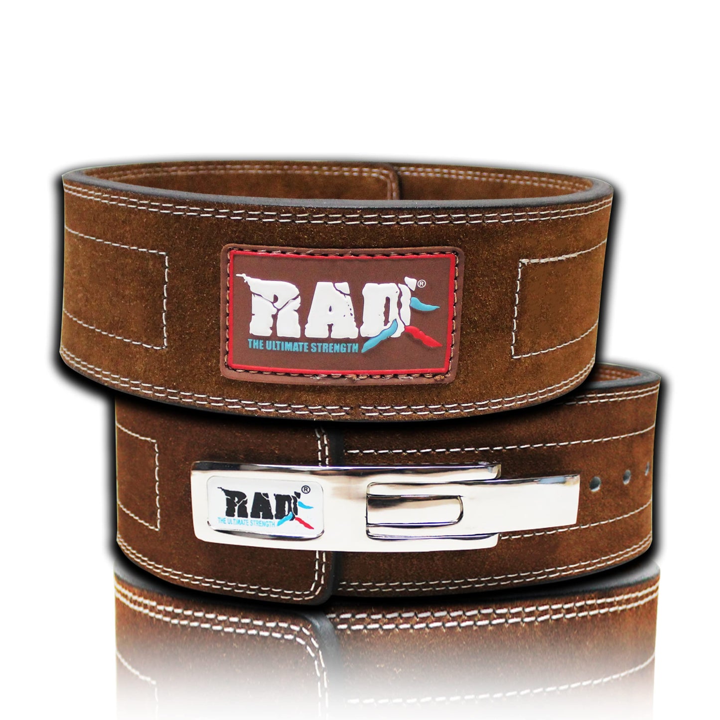 RAD Lever Weight Lifting Gym Belt for Men & Women, Size 38 Inches, Brown, 10MM Thick, 4 Inch Width, Leather, Powerlifting & Weightlifting