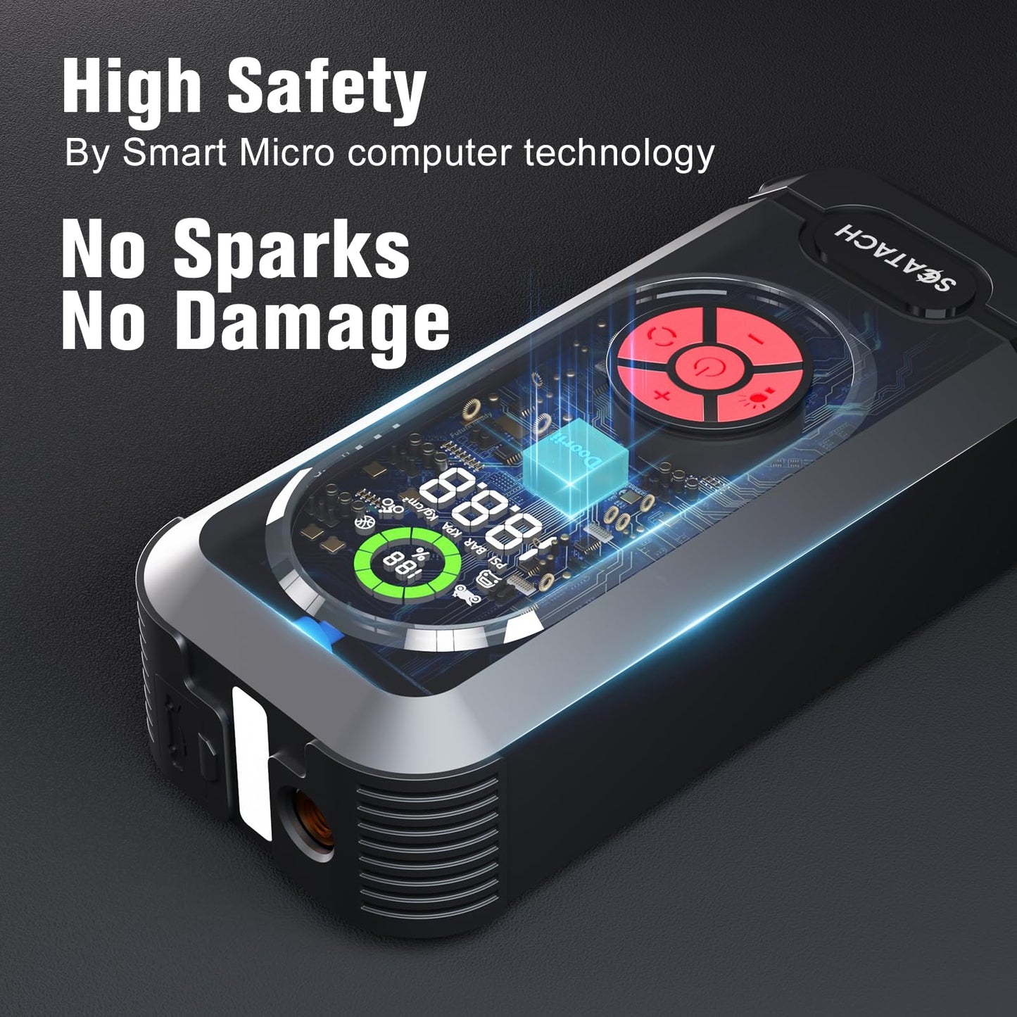 8000A Jump Starter with Air Compressor, 10-in-1 Car Battery Jump Starter Portable (10.0 Gas/10.0L Diesel), 150 PSI 12V Jump Box with Jumper Cables, LED Light, LED Display